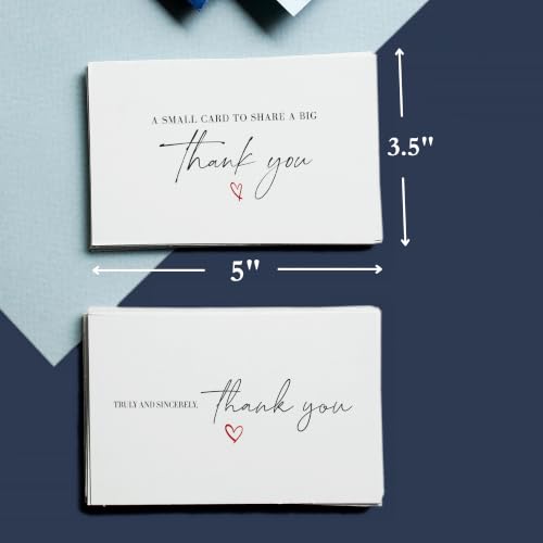 Thank You Cards with Envelopes Bulk Pack of 40 - Script Fonts Design - color: Red - Script