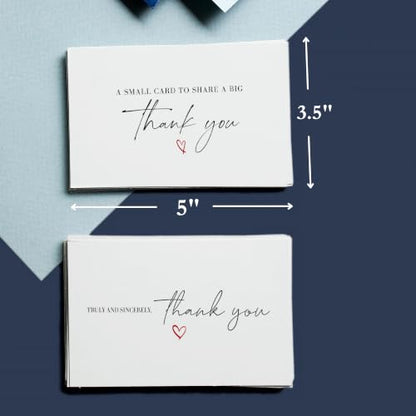 Thank You Cards with Envelopes Bulk Pack of 40 - Script Fonts Design - color: Red - Script