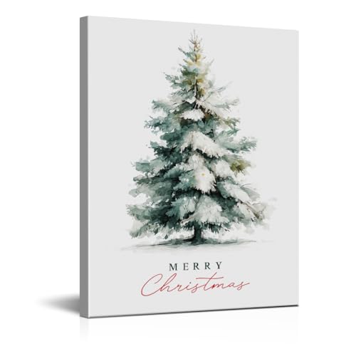 Vintage Christmas Decorations - Merry Christmas Tree Wall Art Picture Artwork Painting - Indoor Rustic Holiday Christmas Gifts Decor for Wall Table Mantel Farmhouse Home 8"x10" Framed - color: Christmas 18