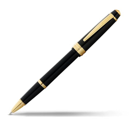 Cross Bailey Light Rollerball Pen, Polished Black & Gold Tone, Black Ink - color: Polished Black