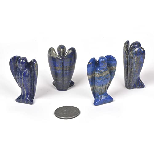 Justinstones Carved Lapis Gemstone Peace Angel Pocket Guardian AngelHealing Statue 2 inch - color: Lapis