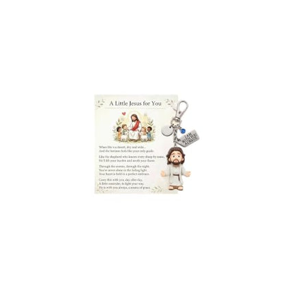 Angyape A Little Jesus for You - Mini Jesus Keychain Backpack Bag Charms Birthstone Charm Inspirational Christian Faith Gifts - color: C：march