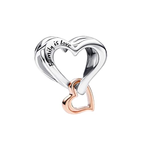 LUXILLA 925 Sterling Silver Charm Golden Family Tree Sparkling Cross Cute Dragon Charms Fits Bracelets Necklace Pendant Bead Jewelry Gift for Women Family Friends - color: Family is Love Charm