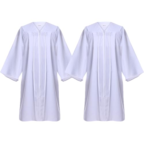 Newrara White Matte Choir Robes - 2 Pack for Baptism & Graduation - size: 54