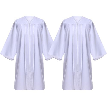 Newrara White Matte Choir Robes - 2 Pack for Baptism & Graduation - size: 63