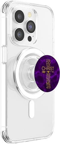 Philippians 4:13 Cross Christian Gifts Women Heart Purple PopSockets PopGrip for MagSafe - style: Magnetic PopGrip