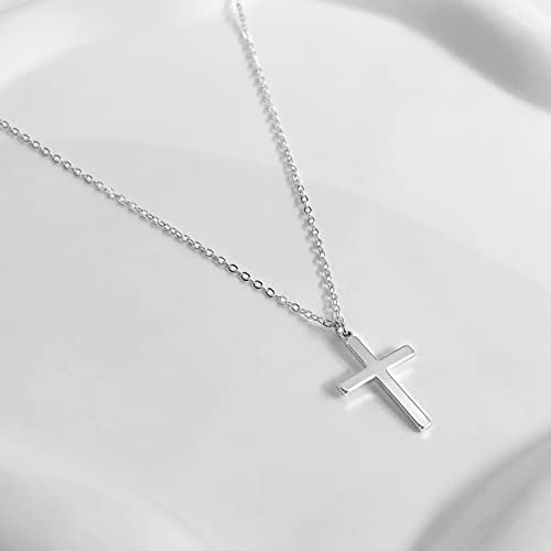 Zeffy Cross Necklace for Women,18K Gold/Silver Plated Tiny Cubic Zirconia Cross Pendant Necklace for Women Simple Layered Cross Necklaces for Women - color: Silver Classic Cross