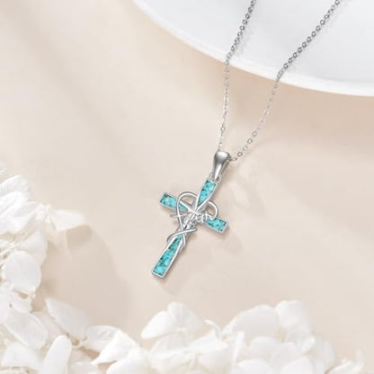 Cross Necklace Origami/Wooden/Caravaca/Faith Pendant Necklace Christian Religious Catholic Cross Jewelry Gift for Women Men - color: Faith Cross