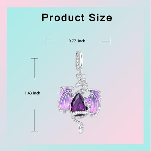 LUXILLA 925 Sterling Silver Charm Golden Family Tree Sparkling Cross Cute Dragon Charms Fits Bracelets Necklace Pendant Bead Jewelry Gift for Women Family Friends - color: Dragon Pendant Charm