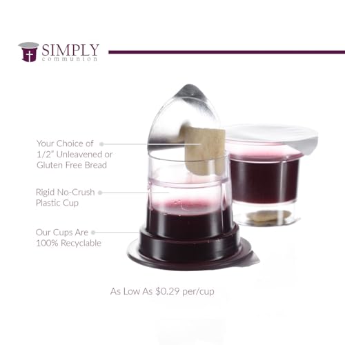 Simply Communion Prefilled Communion Cups 1600 Count | Concord Grape Juice & Bread | Tray & Seatback Pew Compatible | Easy-Open - size: 1,600 - Box