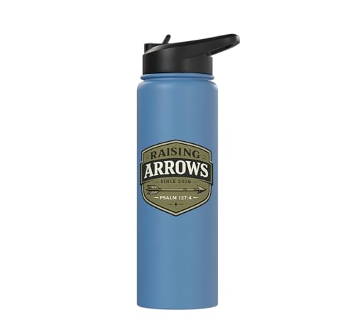 Raising Arrows Since 2026 Psalm 127:4 Faith Family Dad Stainless Steel Insulated Water Bottle - color: Light Blue