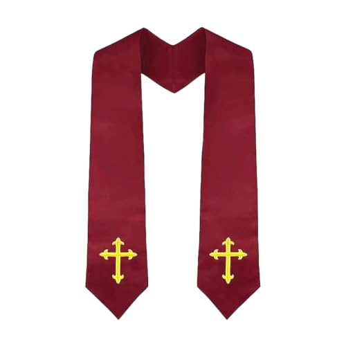 Clergy Stole & Choir Stole with Cross Embroidery 60'' (Pink) - color: Maroon