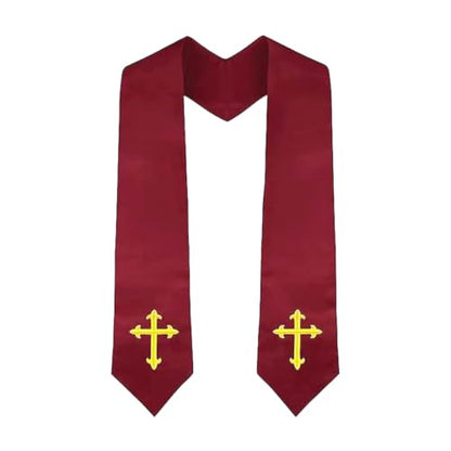 Clergy Stole & Choir Stole with Cross Embroidery 60'' (Pink) - color: Maroon