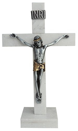 Cathedral Art (Abbey & CA Gift Standing Corian Crucifix with Two Tone Corpus, Silver - style: Corian Crucifix 2-Tone