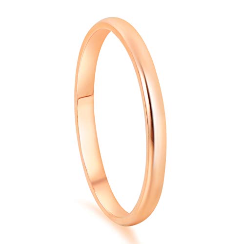 KAZITSAN 2mm 4mm 6mm Stainless Steel Rings for Women Men High Polish Plain Dome Silver/Gold/Rose Gold Wedding Band Comfort Fit - color: 2mm-RoseGold