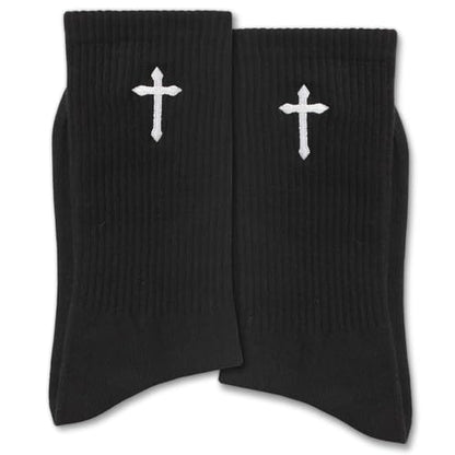 Christian Socks for Men, Biblical Crew Socks Gifts for Dad Grandpa Husband 3 - color: Black Cross