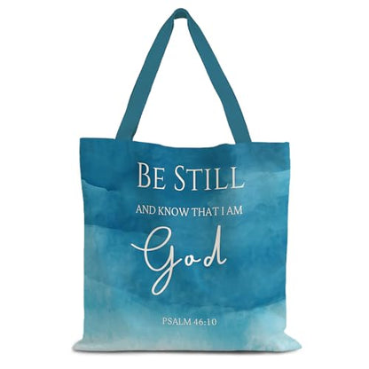 Walk by Faith Christian Canvas Tote Bags for Women, Christian Gifts for Women Faith, Bible Verse Gifts - color: Be Still