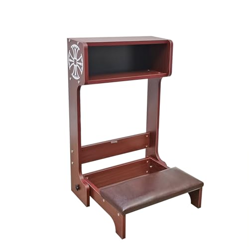 FixtureDisplays® 20 X 32 X 20" Prayer Bench, Padded Kneeler with Book Shelf, Sturdy Wood (MDF) Easy Fold-Away Prayer Table Chair 10211-NPF