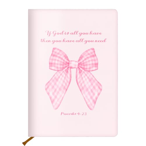 Pink Bow Bible Leather Lined Journal 200 Pages A5 Ruled Notebooks 05 - color: Multi 1568