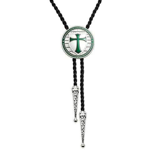Fashionable Cross Bolo Tie Multi-Color Cross Shield Necktie - color: Green