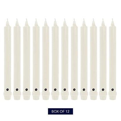 Colonial Candle Unscented Taper Candle, Classic Collection, White, 8 In, Pack of 12 - Up to 6 Hours Burn - color: White, size: 8 In, style: Classic