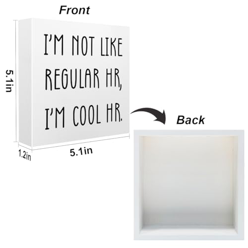 Funny Human Resources Office Supplies Desk Decor White Wooden Box Sign - color: White0394