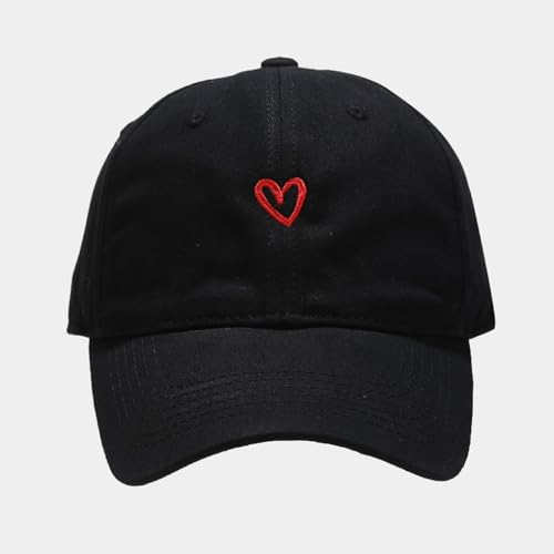 Quanhaigou Baseball Cap Dad Hat Adjustable Fashion Hats for Men Women Polo Trucker Unisex Style Headwear - color: Black Love Heart