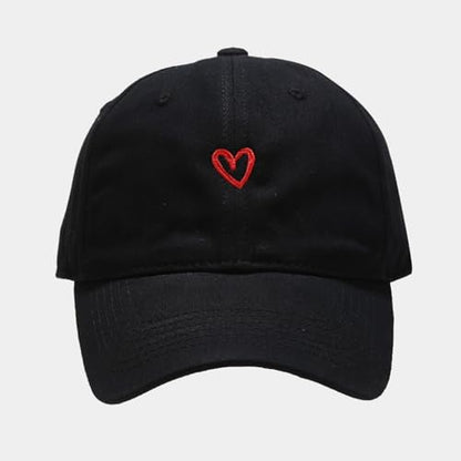 Quanhaigou Baseball Cap Dad Hat Adjustable Fashion Hats for Men Women Polo Trucker Unisex Style Headwear - color: Black Love Heart
