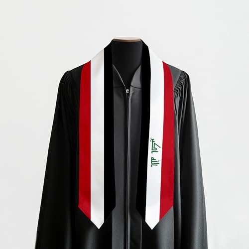 Graduation Satin Sash Scarf 72" Stole - color: Iraq Flag