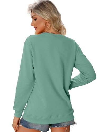 Christian Sweatshirt for Women Faith Can Move Mountains Graphic Shirts - color: Light Green, size: Medium