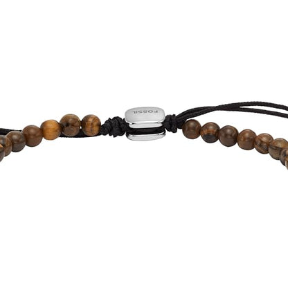 Fossil Men's Beaded Bracelet - color: Tigers Eye/Brown