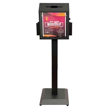 Floor Stand Offering Box, Lockable Donation & Ballot Box, Black - size: Black with Comb-Lock