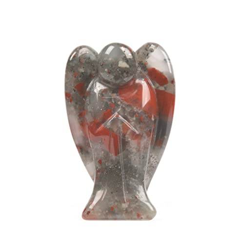 Justinstones Carved African Bloodstone Gemstone Peace Angel Pocket Guardian AngelHealing Statue 2 inch - color: African Bloodstone