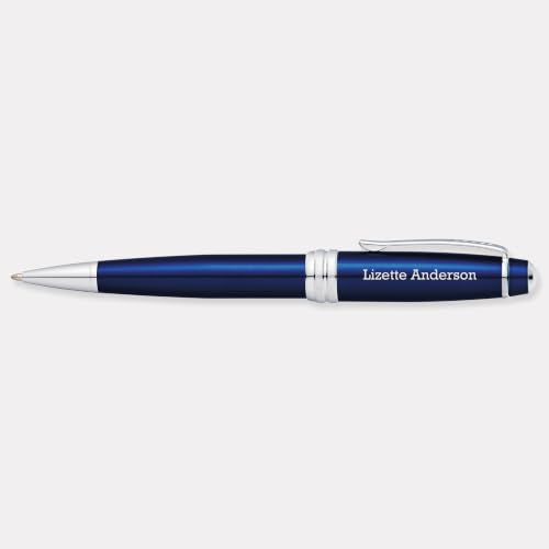THINGS REMEMBERED Engraved Cross Bailey Blue Lacquer & Chrome Ballpoint Pen (FREE CUSTOMIZATION)