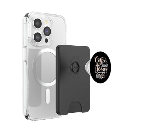 Coffee Gets Me Started Jesus Keeps Me Going Christian Church PopSockets PopWallet for MagSafe - style: Magnetic PopWallet
