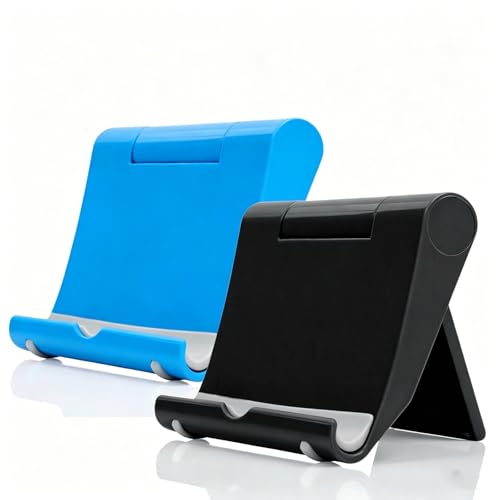 Cell Phone Stand 2 Pack, Desktop Holder for Phones & Tablets (2, Black+Blue) - color: Black+Blue