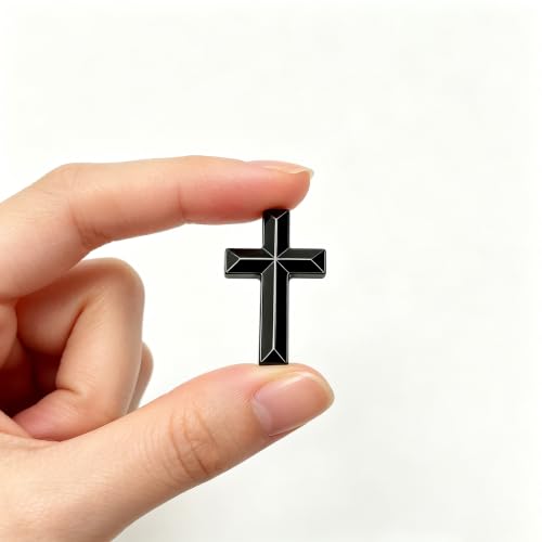 10/50/100 Pack Metal Cross Lapel Pins, Gold & Black Christian Brooch - color: Matte Black