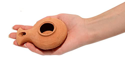 Herodian Biblical Clay Oil Lamp - Classic Brown Ancient Replica with Certificate of Authenticity- Handmade Holy Land Judaica and Christian Faith Gift - color: Herodian - Biblical Brown