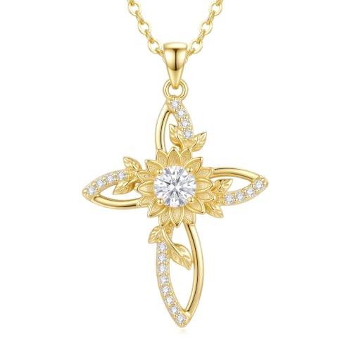 KQ&TTENG 14k Gold Plated Four Leaf Clover Necklace Irish Jewelry Wedding Anniversary Birthday Gifts for Women Wife Mom Girlfriend - color: A07