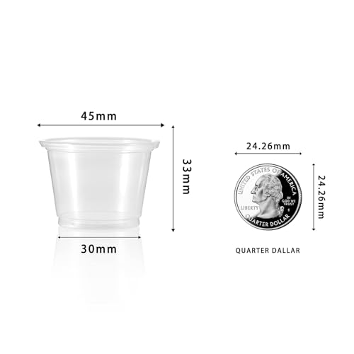 300 Count-1oz Plastic Shot Glasses Mini Disposable Cups Perfect Container for Jello Shots, Condiments, Tasting, Sauce, Dipping, Samples - size: 1oz-300Count
