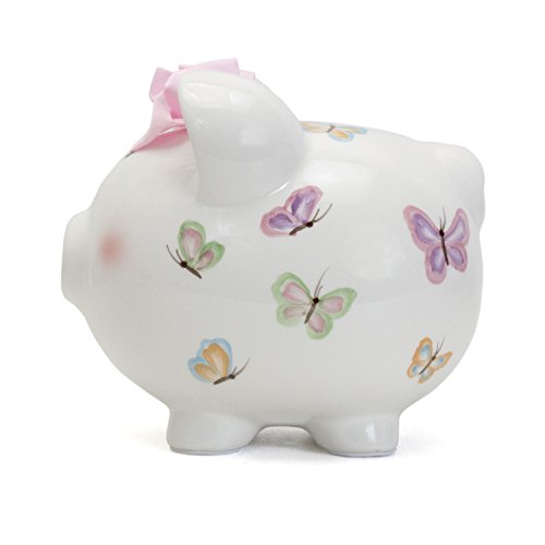 Child to Cherish Ceramic Piggy Bank for Girls, Petite Papillon Butterfly - color: Petite Papillon Butterfly
