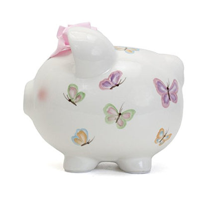 Child to Cherish Ceramic Piggy Bank for Girls, Petite Papillon Butterfly - color: Petite Papillon Butterfly
