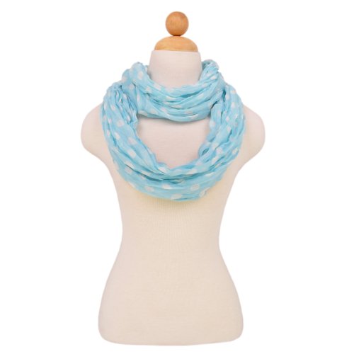 TrendsBlue Premium Polka Dot Infinity Loop Fashion Scarf - color: Light Blue