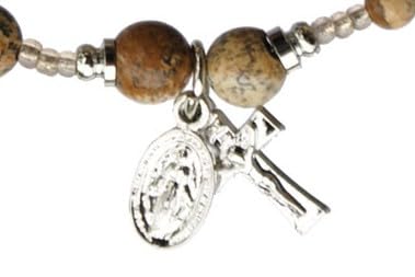 SINECERA Picture Jasper Twist 4mm Rosary Bracelet
