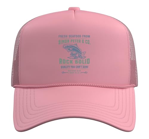 Christian Faith Jesus Simon Peter Funny Seafood Bible Verse Trucker Hat with Adjustable Mesh Back - color: Pink