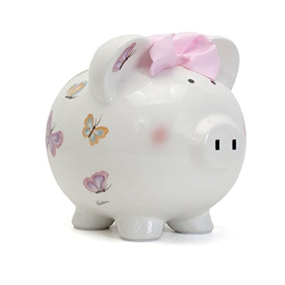 Child to Cherish Ceramic Piggy Bank for Girls, Petite Papillon Butterfly - color: Petite Papillon Butterfly
