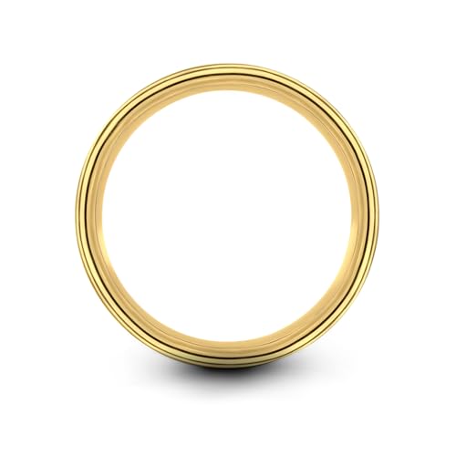 Gift for Spiritual Person - Tree Of Life Ring - Anniversary Wedding - Silver Yellow Rose Gold Gunmetal - Flat Dome Bevel - Personalized Custom Engraving - Band - Brushed Polished - 8mm - Men Women - T - color: 15 - Yellow Gold Tungsten