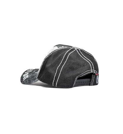 Affliction Men's Baseball Cap, Gothic Style, Embroidered Pattern - color: Black Potassium Spray (Winged Up)
