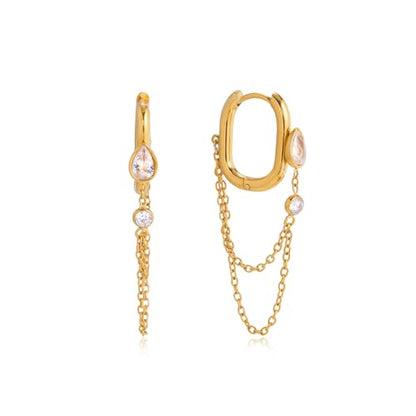 Gold Dangle Earrings for Women，Tassel Hoop Earrings with Charms - color: A