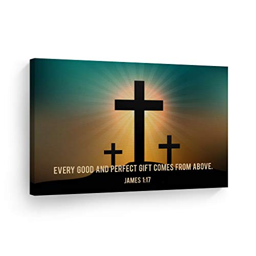 Smile Art Design James 1:17 Bible Verses Canvas Print Scripture Wall Decor Every Good and Gift Comes From Above Jesus Lord God Christ Pray Cross Religious Christian Gift Home Decor - 8x12 - color: Scripture Quote Wall Art H16, size: 12"L x 8"W